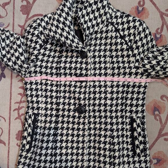 Giacca Houndstooth Wool Blend Coat Black and White Size Medium - Picture 7 of 16